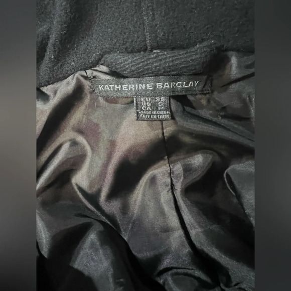 🛍️KATHERINE BARCLAY “Unique” Black Wool blend Frock/coat size S. - Picture 9 of 14